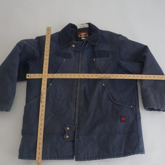 Vtg Tough Duck Navy Detroit Style Canvas Quilt Lined Corduroy Collar Jacket XL - Picture 3 of 13